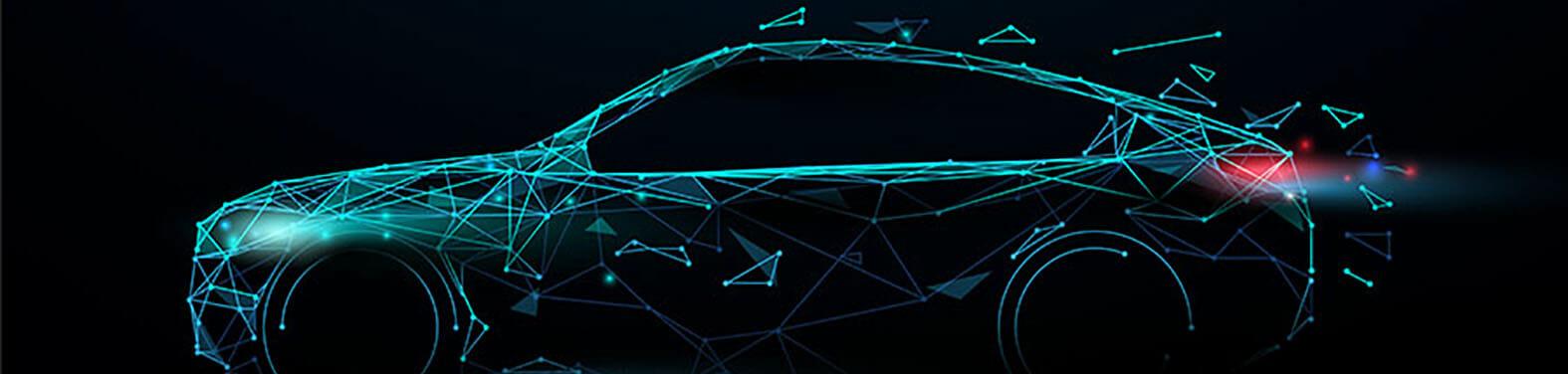 Abstract futuristic high speed sports car. Car logo form lines, triangles and particle style design. Illustration vector